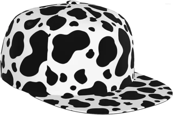 Бейсбольные кепки из воловьей кожи с принтом молочной коровы, плоская шляпа с козырьком, бейсболка унисекс Snapback, козырек в стиле хип-хоп, пустой регулируемый черный