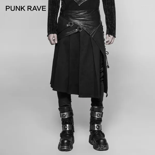 Erkek Şort Punk Rave Çıkarılabilir Yarım Etek Vintage Japon Cosplay Pants