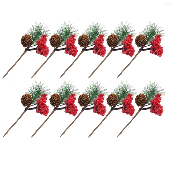 Декоративные цветы, искусственные красные черенки фруктов, рождественские украшения, букет, имитация ягодного пенопластового дерева