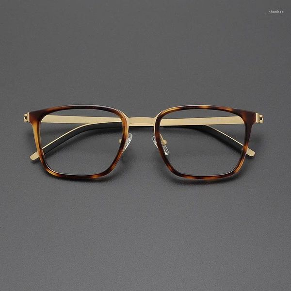 Óculos de sol quadros japonês qualidade óculos redondos sem parafuso design para homens mulheres óptica miopia leitura designer óculos prescrição lente
