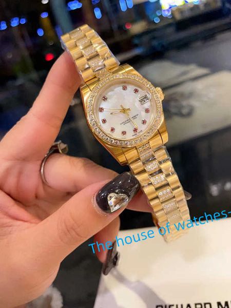 Orologi Relojes Orologi Moissanite Designer Iced Out Women Watch for Lady Montre Automatic Quartz Movement Orologi