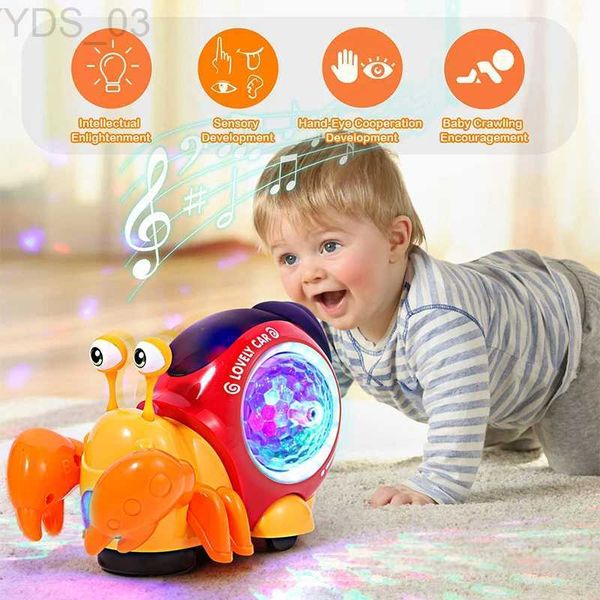 Animali elettrici / RC Baby Crling Crab Toys con musica Light Up Musicale elettronico interattivo per bambini Compleanno regalo di Natale YQ240402