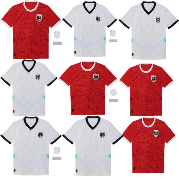 Österreich EM 24/25 Neu eingeführte neue Modelle Heim-Auswärts-Trikots, Herren-Oberteile, T-Shirts, Uniformen, Sets, rote Oberteile, weiße T-Shirts