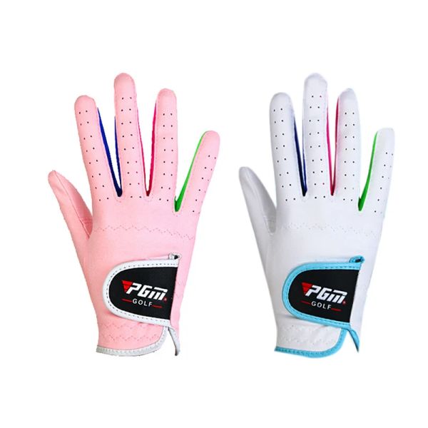Перчатки PGM для мальчиков и девочек, спортивные тканевые перчатки для гольфа, дышащие противоскользящие перчатки, 1 пара, 2 цвета, белый, розовый для детей ST010