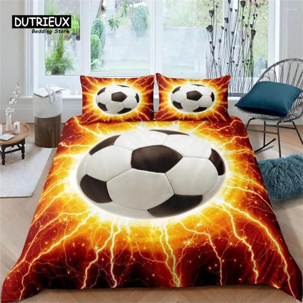 Set di biancheria da letto Copripiumino da calcio Palla Set a tema sportivo Calcio Basket Pallavolo Trapunta doppia completa per bambini Ragazzo adolescente Decor