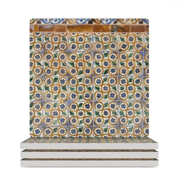 Tischsets Spanische Fliesen #2 #Reise #Muster #Wand #Kunst Keramikuntersetzer (quadratisch) Rutschfester weißer Halter
