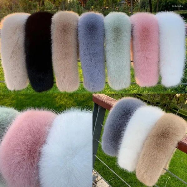 Lenços mulheres gola de pele falsa xale peludo para casaco de inverno decoração decoração cachecol falso parkas e5f4