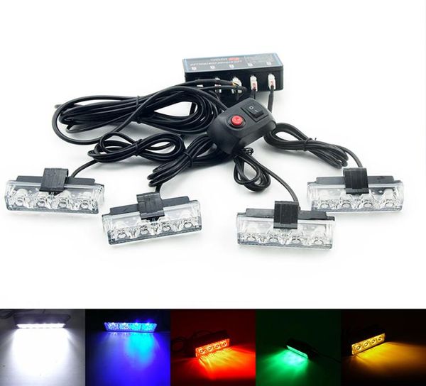 4 pezzi LED luce stroboscopica automotive lampeggianti luci di emergenza griglia anteriore ponte Dash lampada flash 12V5878965