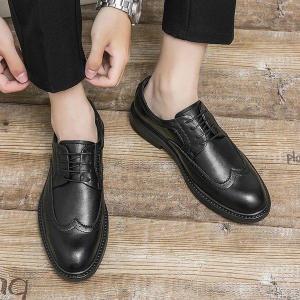 Casual Schuhe Brogues Männliche Mode Lether Stilvoll Für Männer Schwarz Leder Italienische Sommer Mann Herren Mokassins Haut