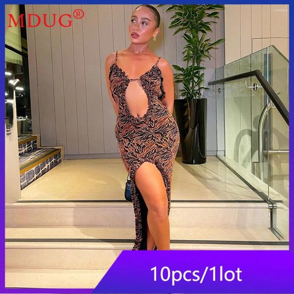 Sıradan Elbiseler 10 PCS Kadınlar İçin Toptan Maksi Seksi kolsuz boş Out Split y2k vestidos parti akşam kulübü gece kulübü m13338