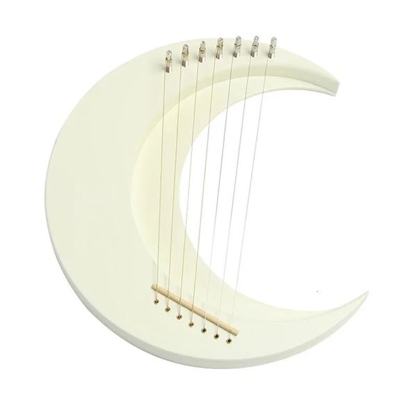 Лира-арфа в форме полумесяца, 7 струн, портативная лира-арфа, фортепиано, мини-струнный музыкальный инструмент с инструкциями, настроечный ключ 240327