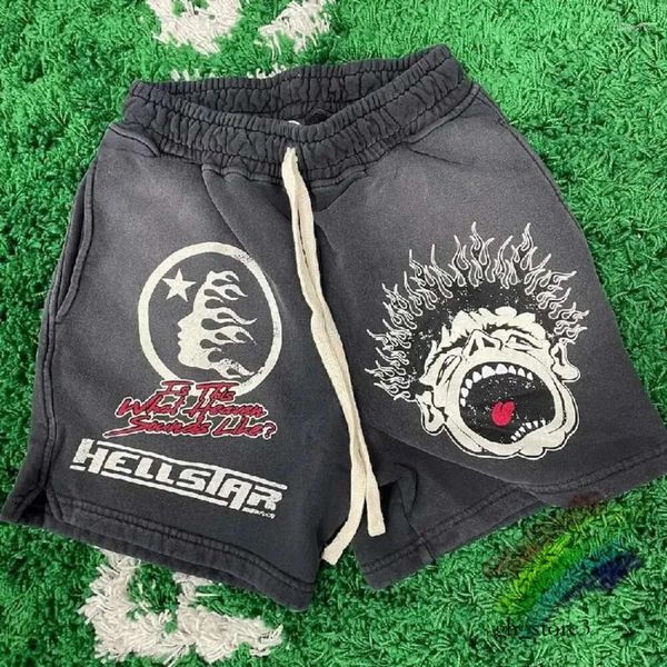 Shorts masculinos 2023ss Hellstar Studios Sounds Like Heaven Homens Mulheres Calças com cordão 287