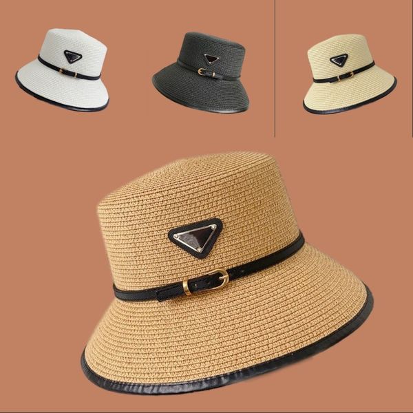 Designer masculino chapéu de praia pescador p chapéus de palha letras à beira-mar viajando mulheres populares gorras viagens escavadas moda bordados elegantes PJ088 F23