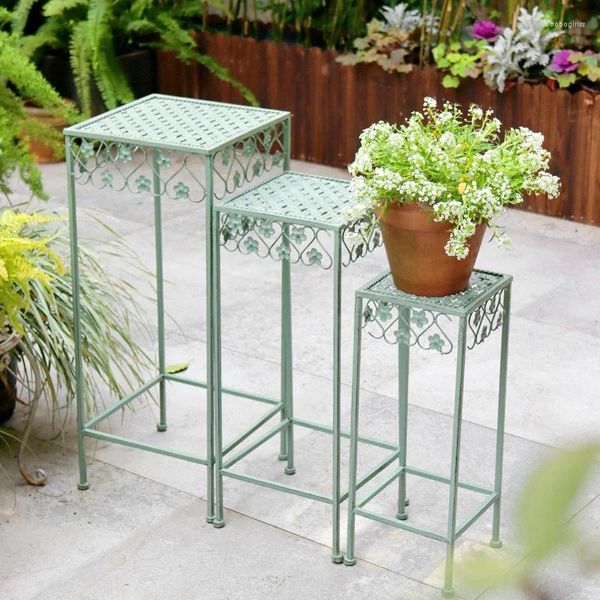 Piatti decorativi Balcone a pavimento Disposizione del giardino Interno Verde Aneto Vaso di fiori Decorazione Scaffale di stoccaggio