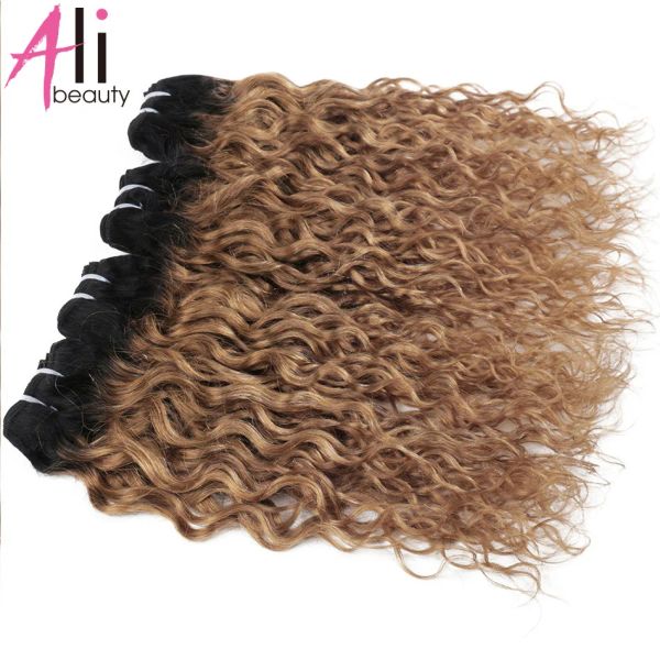 Webt Ali Beauty Water Weave Ombre Short Bob Style 100% Remy Human Hair Curly Bundles Two Tone 50g Brasilianisches Haar