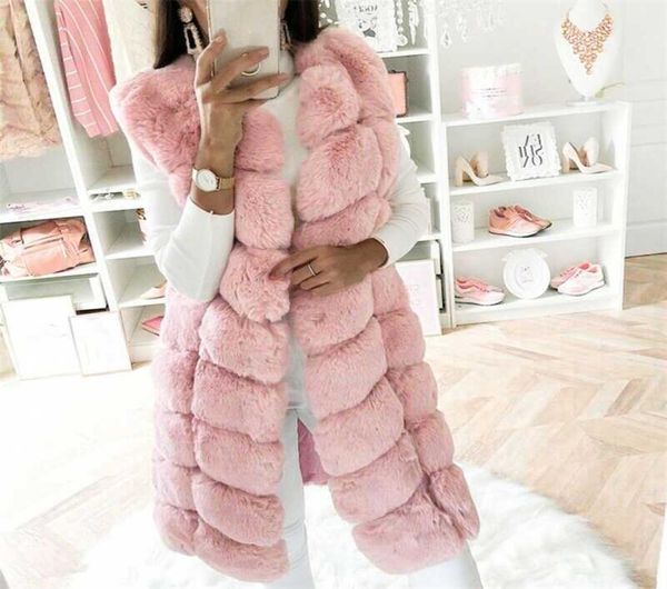 Mulheres falso gilet colete sem mangas corpo mais quente jaqueta casaco outwear mulher quente falso casacos de pele feminino senhoras5034058