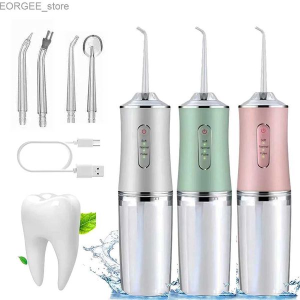 Oral Irrigators 3-Modlu Diş Lavabosu Oral Irrigator USB Şarj Lavabo Nozumu Diş Toplama 4-nole 220ml Oral Temizleme Makinesi y240326