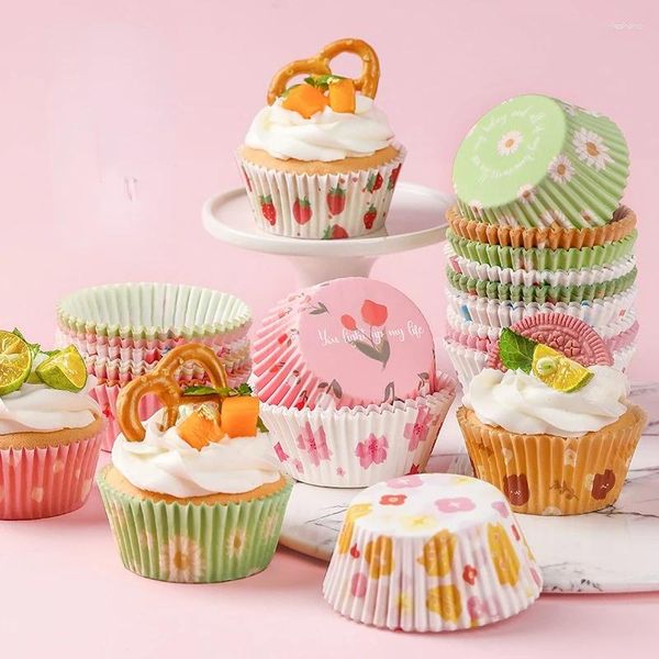 Strumenti di cottura 100 pezzi Porta carta per torte Decorazione di compleanno Cuscinetto rotondo impermeabile per muffin per cupcake