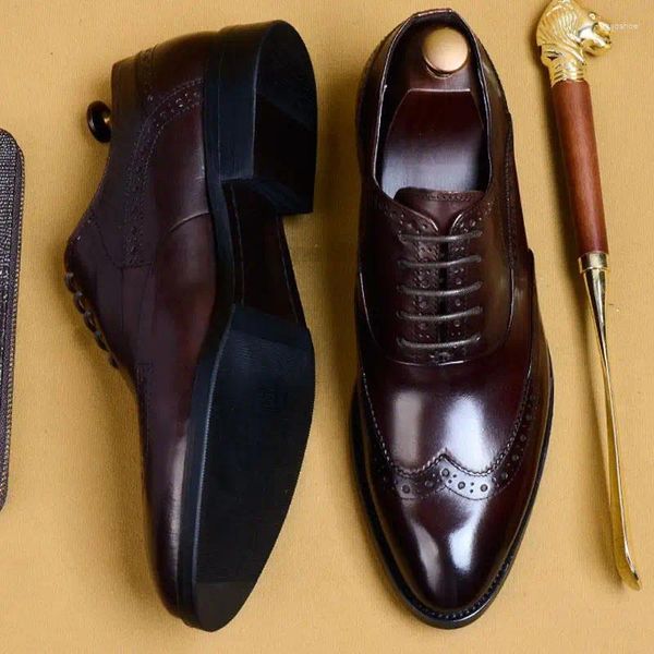 Scarpe eleganti da uomo di lusso Oxford in vera pelle stampe marrone nero stringate punta a punta ufficio matrimonio formale brogue per uomo