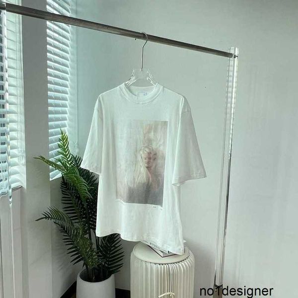 Designer 24 nicho de verão AN Monroe retrato impressão em torno do pescoço solto casual versátil manga curta T-shirt top para homens e mulheres PRGG