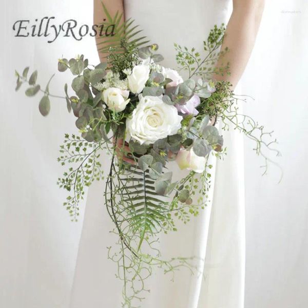 Fiori nuziali EillyRosia Bouquet da sposa dal design unico fatto a mano artificiale per la sposa Romantico all'aperto Buque De Noiva Boho