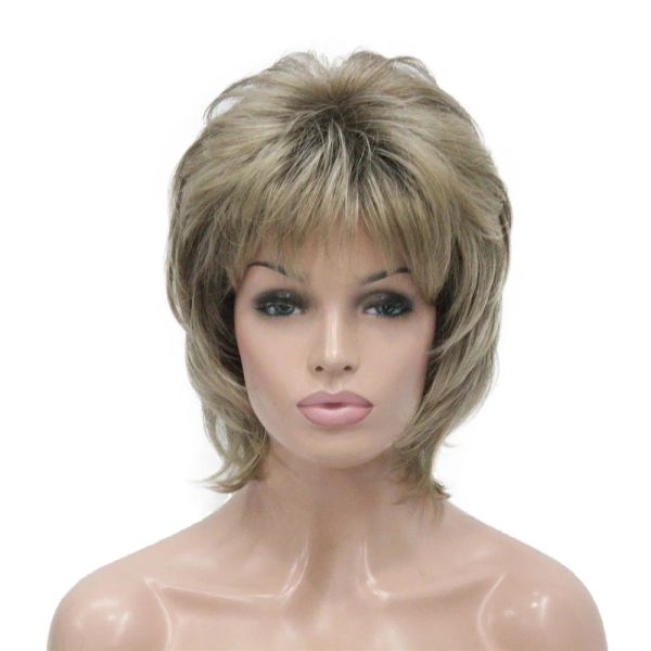 Wigs Strongbeauty Donne sintetiche parrucca capelli corti Auburn/bionda parrucche naturali acconciature a strati senza cappuccio