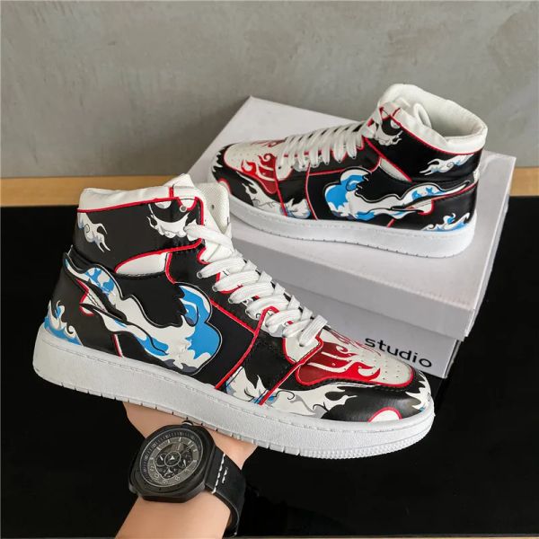 Stivali Scarpe anime Monkey D. Luffy Cosplay Men Donne Casualmente Scarpe inverno Hightop Scarpe di tela vulcanizzata