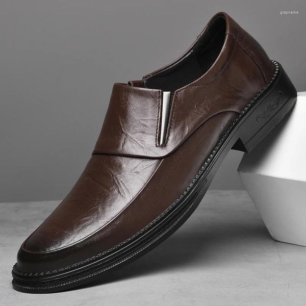 Sapatos casuais 2024 marca clássica vestido de negócios masculino sola macia mocassins confortáveis noivo casamento entrega gratuita