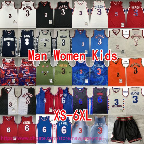 Klassische Retro XS-6XL MitchellNess 1997–98 Basketball 3 Allen Iverson Trikot Vintage genäht 6 Julius Erving Trikots Throwback atmungsaktive Sporthemden