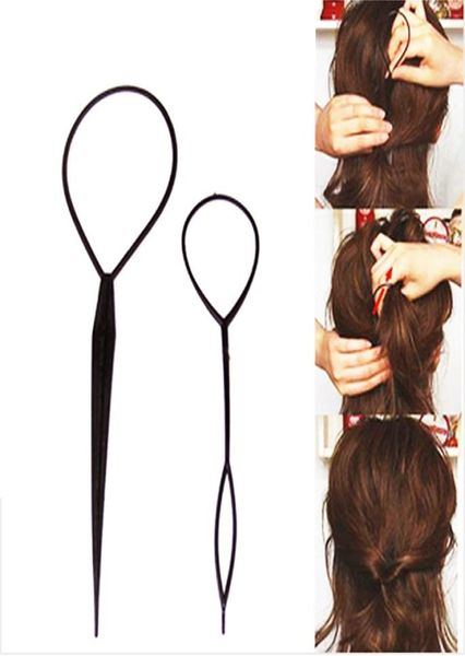 2 PCSLOT Chic Mágico Topsy Toil Hair Braid Raidtail Styling Maker Clip Tool Black Headwear Ferramentas P00248240833