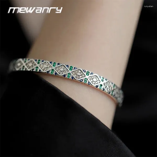 Armreif Mewanry Silber Farbe Funkelndes Zirkon Armband Für Frauen Paare Mode Vintage Elegante Persönlichkeit Geburtstag Schmuck Geschenke