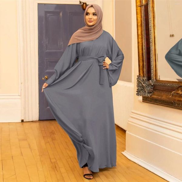 Abbigliamento etnico Abito casual da donna Solido maniche svasate musulmane Abaya Elegante caftano arabo Lungo formale chic Party Pretty