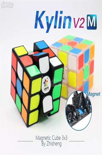 Yuxin Zhisheng Kylin V2 Cubo Magnético 3x3x3 Velocidade Cubo Mágico Ímã Cubo Mágico 3x3 Sem Adesivo Preto Transparente Jogo Quebra-cabeça Y2005009741