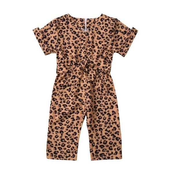 Macacões CitgeeSummer Crianças Criança Bebê Meninas Calças Leopard Imprimir Mangas Curtas Roupas 04years1220609