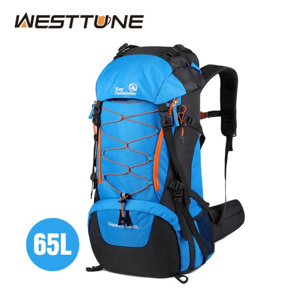 Taschen Westtune 65L Wasserdichter Kletterrucksack Outdoor-Wanderreisetasche Große Kapazität Bergsteigen Campingrucksack Trekkingtasche