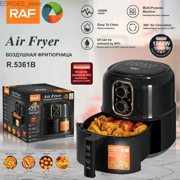 Air Fryers Kitchen 1500W Elektrische Luft Freneuung große Kapazität 6L Multifunktional Fryer Intelligenter Touchscreen Einfach zu reinigen Vektorofen Y240402