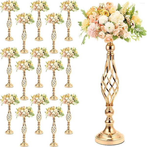 Parti dekorasyonu 10 adet metal çiçek aranjman standı düğün centerpieces 20 inç uzunluğunda zarif vazo altın şamdan c