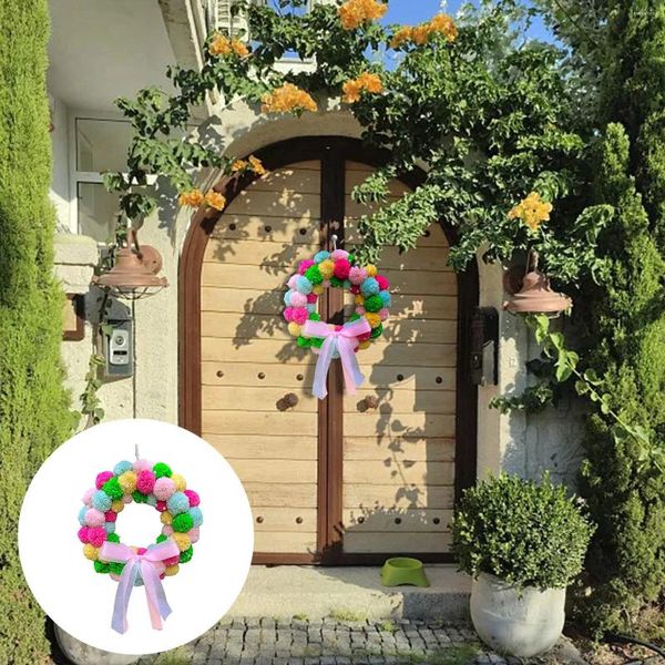 Декоративные цветы весна пасхальное венок милый h pompon для входной двери Boho Home Decorations Auto