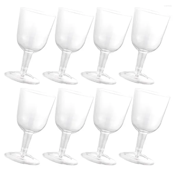 Copas descartáveis palhas 8 pcs flautas de vidro de plástico Tumbllers claros bebidas de sorvetes de sorvetes canecas de casamento
