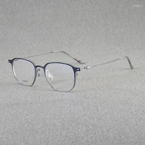 Sonnenbrillenrahmen 9g High-End Ultra Light Pure Titanium Retro Damen Anti Blue Flat Lens für Herren Myopie Rahmen Optische Verschreibung