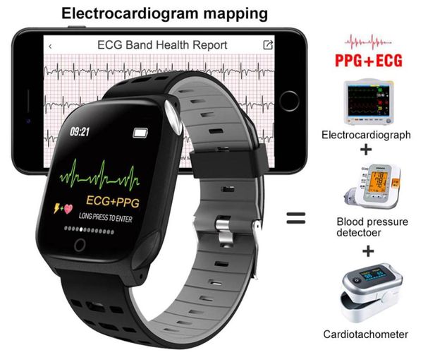 Uomo Donna Elettrocardiogramma Smart Watch ECG PPG Bracciale fitness Pressione sanguigna Frequenza cardiaca Monitor del sonno Orologio sportivo Salute Polsow1305468