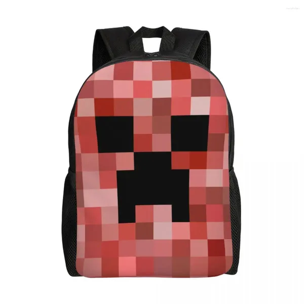 Mochila Cube World para mulheres homens escola estudantes universitários bookbag cabe 15 polegadas laptop jogos de vídeo