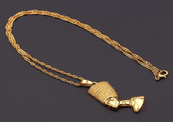 Collane con ciondolo Esotico Regina Egiziana Nefertiti Per Donne Uomini Gioielli Color Oro Interi Gioielli Regalo AfricanoPendant1459188