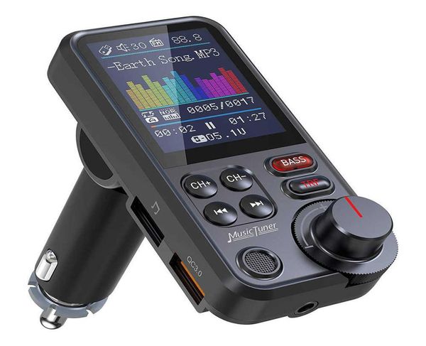 18quotWireless Car Bluetooth Kit FM Transmitter Aux Unterstützt QC30 Aufladen Höhen und Bässe Musik-Player Autoladegerät Quic6393123