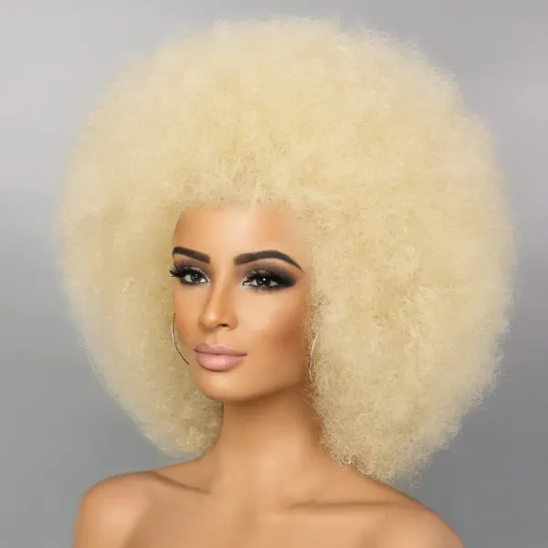 Perücken Afro -Puff -Perücken für schwarze Frauen synthetische Afro -Perücke braun natürlicher aussehender hitzebeständiger Hüpfwall Perücken für den täglichen Gebrauch Party