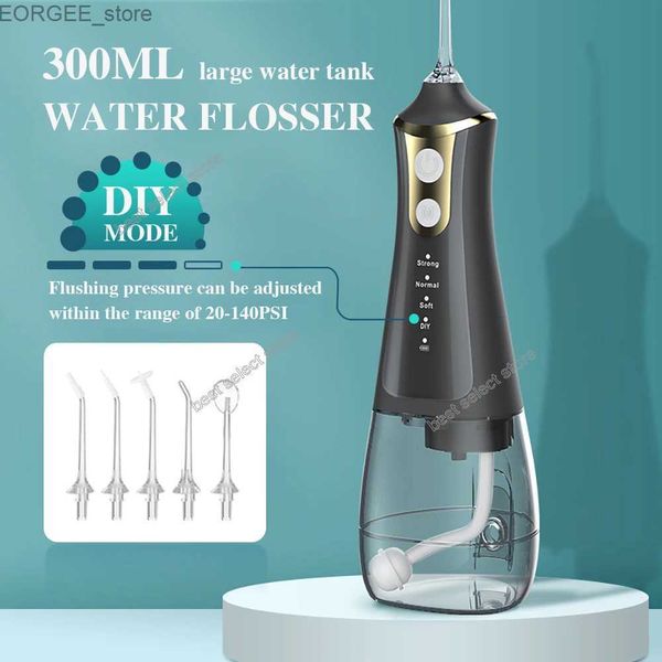 Irrigadores orais Irrigador portátil fio dental DIY modo 5 bicos fio de água escolhendo máquina de limpeza oral com dentes rosqueados palitos de limpeza Y240402