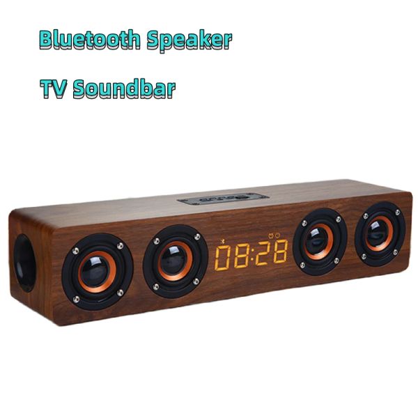 Alto -falantes 20W de madeira Bluetooth Speaker 4 alto -falantes Sound Bar TV Echo Wall Home Theatre Sistema de som HiFi Sound Quality SondBox para PC/TV