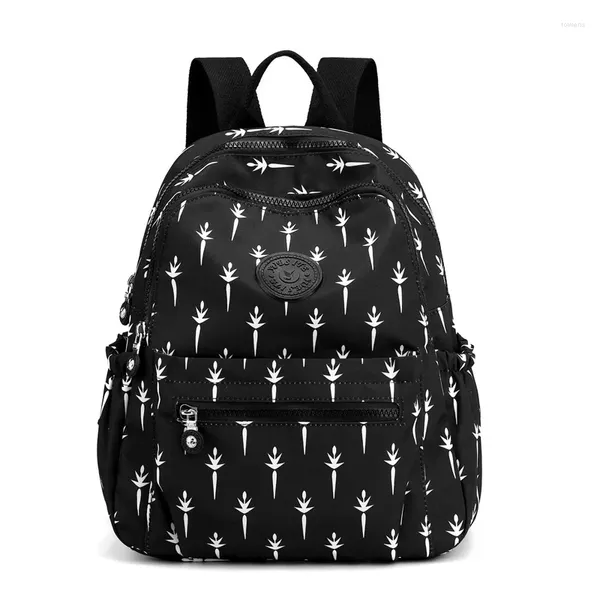 Sacos escolares Vento Marea Saco para meninas adolescentes Viagem Mulheres Mochila 2024 Impermeável Nylon Ombro Floral Impressão Pacote Mochila