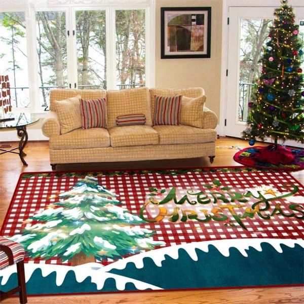 Ковры Рождественский ковер Мягкие фланелевые коврики с 3D принтом Коврик для гостиной Нескользящий большой ковер Декор для гостиной D-003