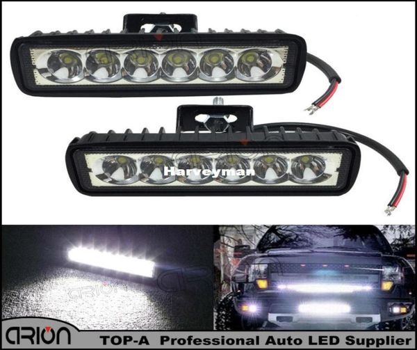 2pcs 6 polegadas 18W LED barra de luz 12V 24V motocicleta offroad 4x4 ATV Spot luzes diurnas caminhão trator aviso trabalho Spotlight7108501